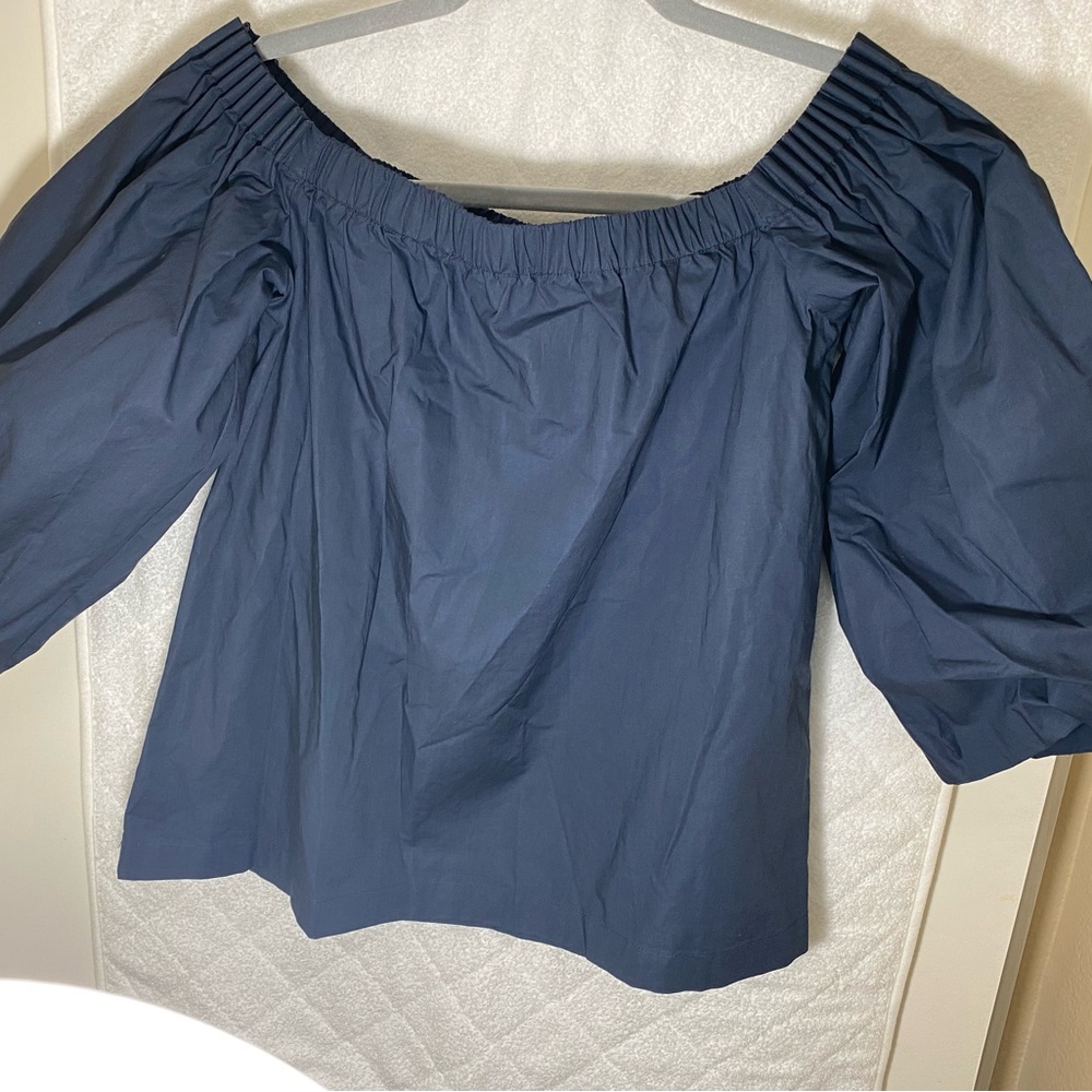 NWT Gabriela Hearst Redding Navy Cotton SZ 40 US 8 Blouse Top $795